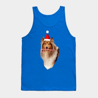 Christmas Santa Candy Cane Collie Tank Top